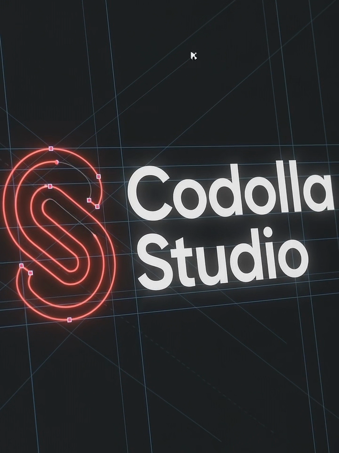 The Codolla Studio logo drawn in coral on a construction grid