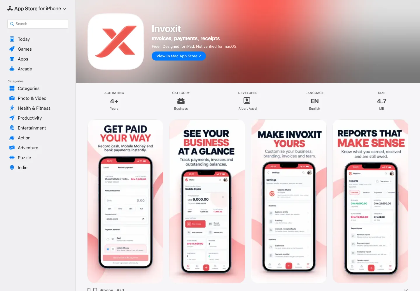 Invoxit screen 1